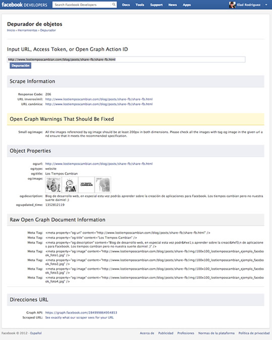 scrapear URL con facebook debug