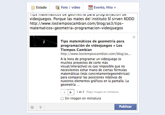 limpiar cache URL pagina web en Facebook - ejemplo correcto