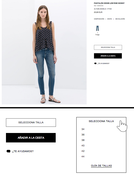 ficha de producto de zara.com